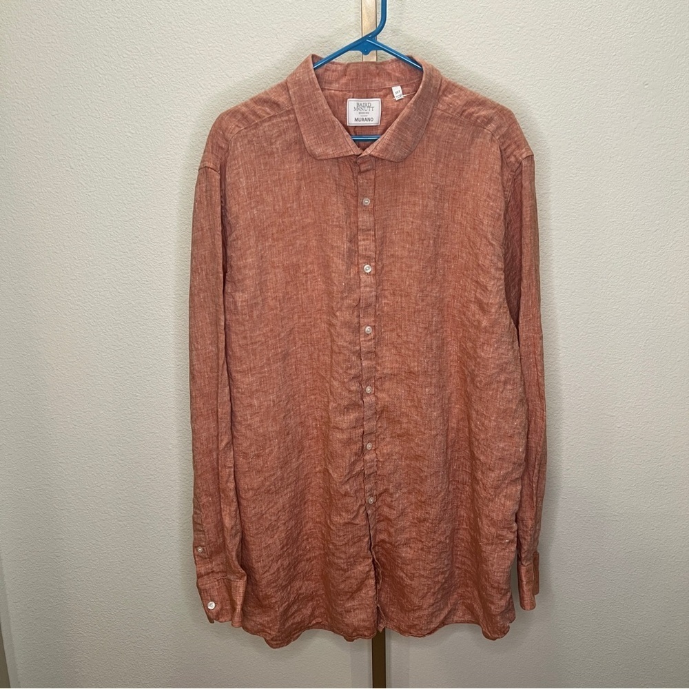 Murano Baird McNutt Linen Button Down Shirt Terra Cotta 3XT